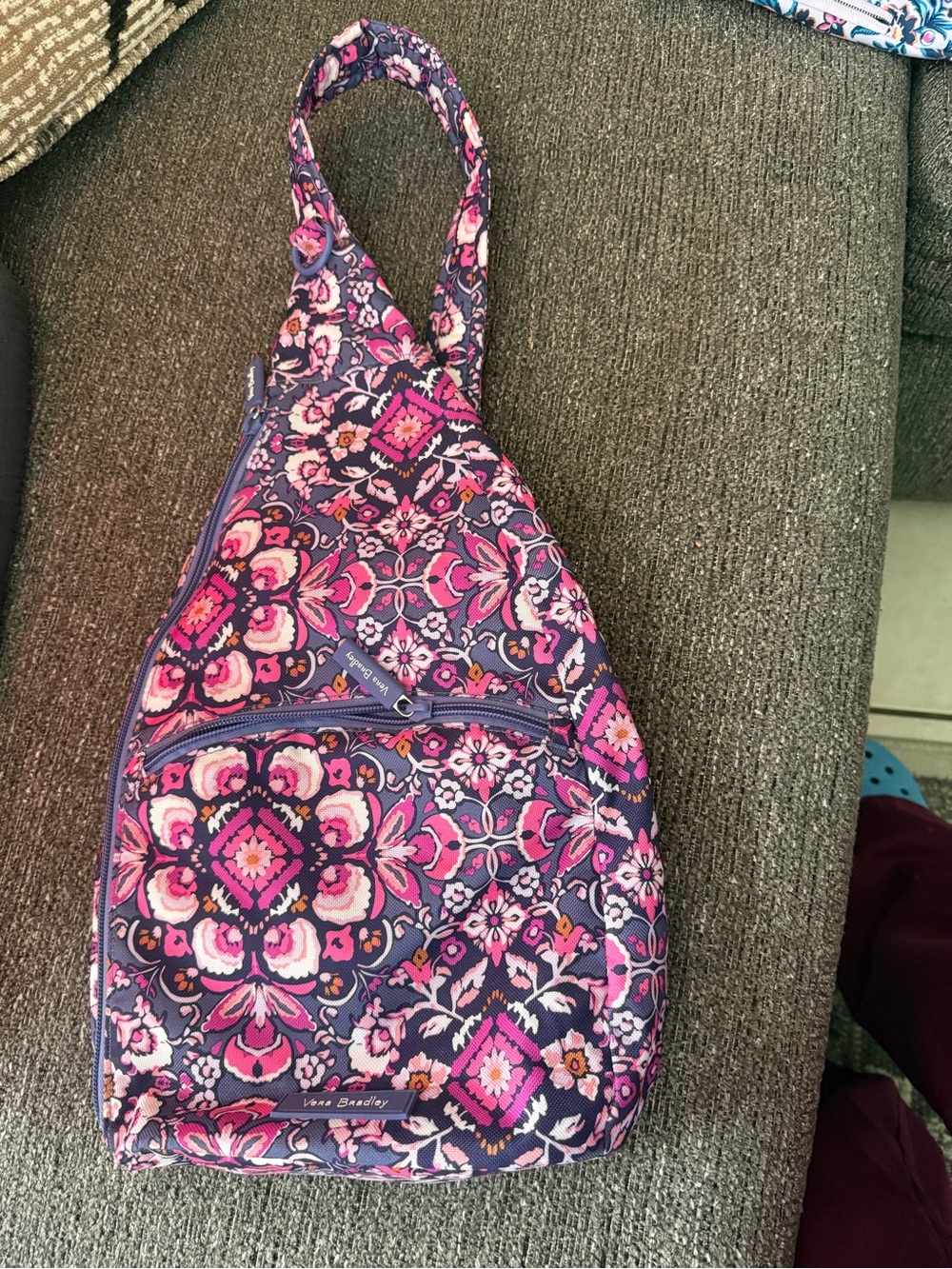 Vera Bradley Purple and Pink Floral Quilted Sling Bag